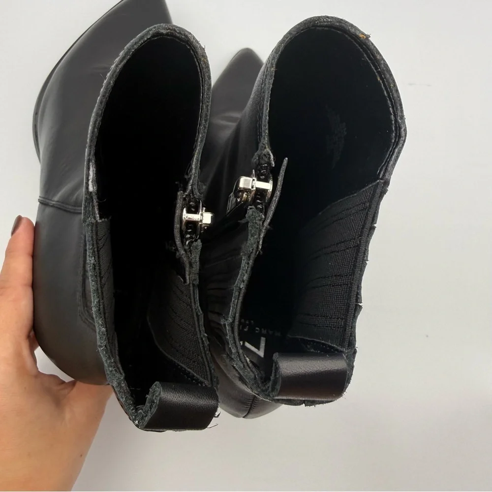MARC FISHER Mariel Black Point Toe Leather Ankle Boots Size 6 Western Festival